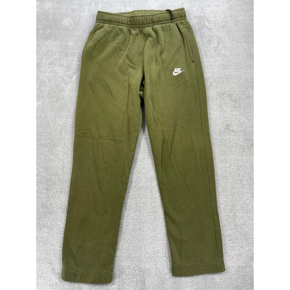 Nike Sweatpants Men M Green Club Fleece Straight Leg Logo Casual Sportswear
